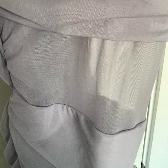 Abercrombie and Fitch Mesh Asymmetrical Off-The-Shoulder Draped Maxi Dress - Picture 4 of 12